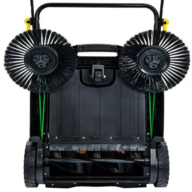 GEKO Handmatige bestratingsveger 65.5 cm met dubbele borstels en opvangbak voor harde ondergronden