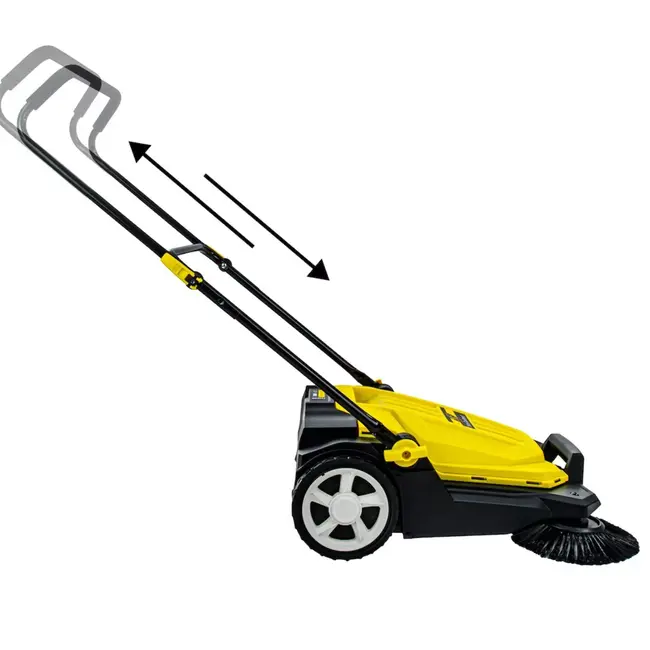 GEKO Handmatige bestratingsveger 65.5 cm met dubbele borstels en opvangbak voor harde ondergronden