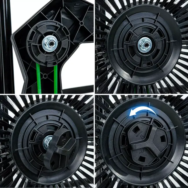 GEKO Handmatige bestratingsveger 65.5 cm met dubbele borstels en opvangbak voor harde ondergronden