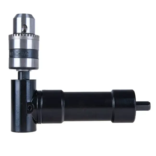 GEKO Compacte 90 graden hoekbooradapter voor 1–10 mm boren met stevige boorkop en sleutel