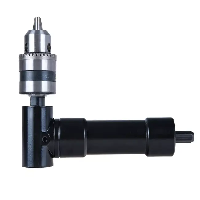 GEKO Compacte 90 graden hoekbooradapter voor 1–10 mm boren met stevige boorkop en sleutel