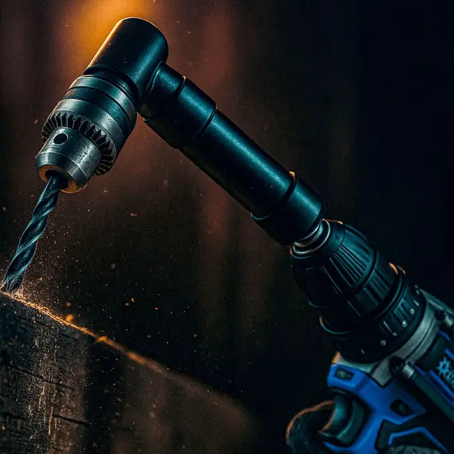 GEKO Compacte 90 graden hoekbooradapter voor 1–10 mm boren met stevige boorkop en sleutel