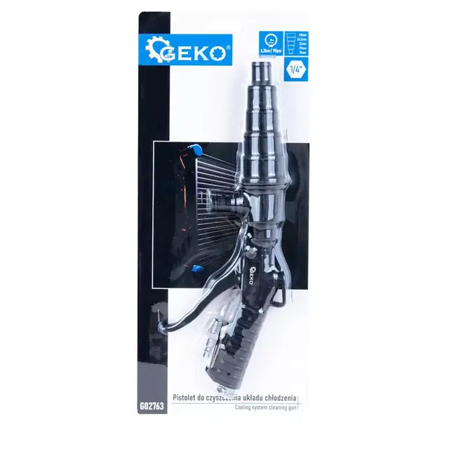 GEKO Reinigingspistool 1/4 met vijf sproeikoppen voor effectief spoelen van complete koelsystemen