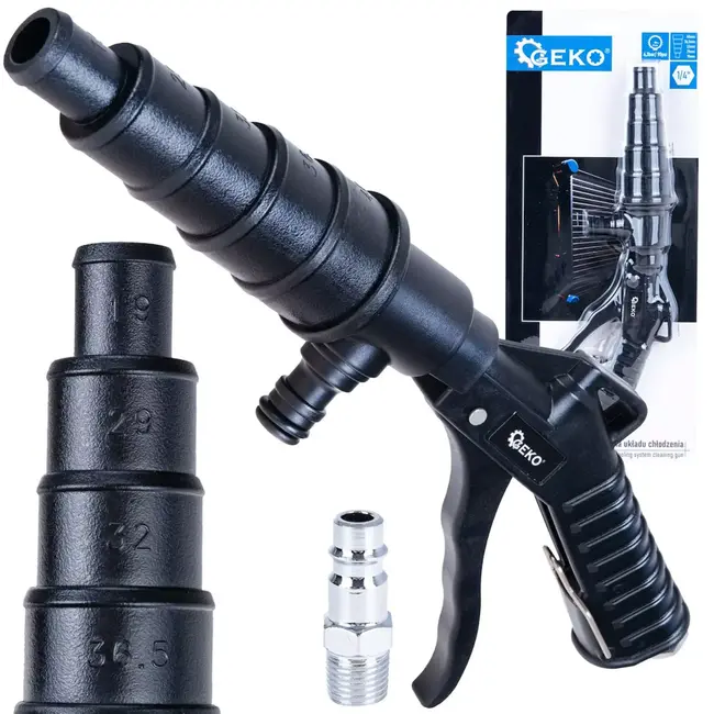GEKO Reinigingspistool 1/4 met vijf sproeikoppen voor effectief spoelen van complete koelsystemen