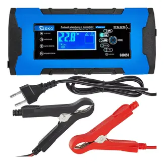 GEKO Krachtige 12/24V acculader 10A met reparatiemodus, winter/zomer functie en lcd-display