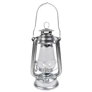 Hofftech Klassieke stormlantaarn - hittebestendig glas - zilverkleurig - 30 cm