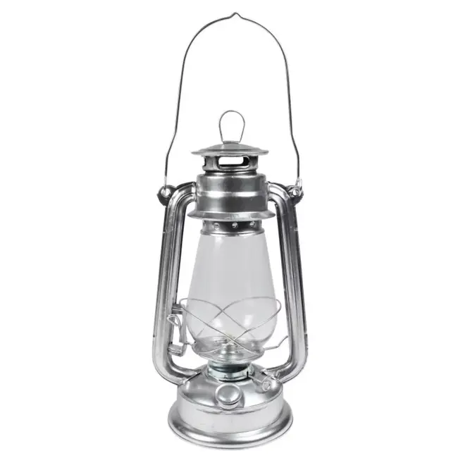 Hofftech Klassieke stormlantaarn - hittebestendig glas - zilverkleurig - 30 cm