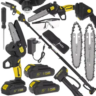 John Gardener Accu snoeizaag met telescoopsteel 1,65–2,50 m en twee zaagbladen voor tuinonderhoud