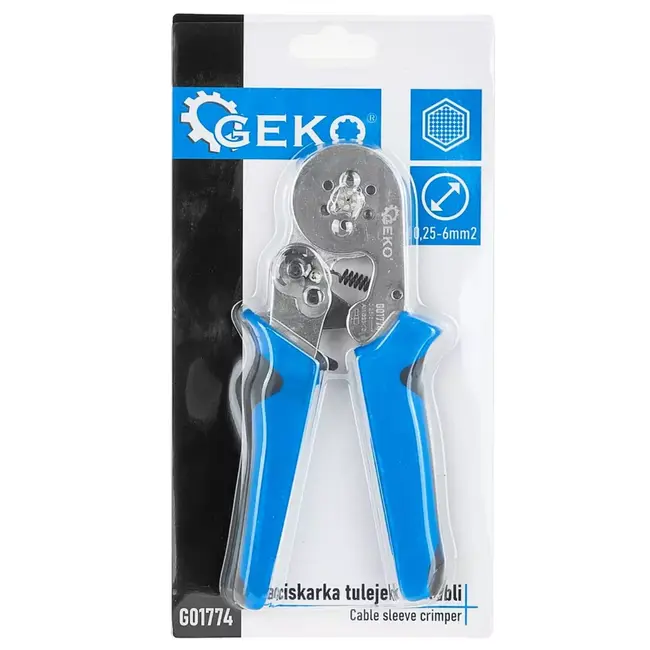 GEKO Zelfinstellende zeskant krimptang 0,25–6 mm² voor nauwkeurig krimpen van adereindhulzen