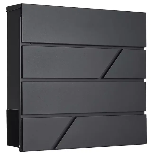 GEKO Stijlvolle antraciet stalen brievenbus 36,7×37×10 cm met krantenvak en kanteldeksel