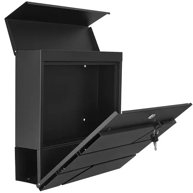 GEKO Stijlvolle antraciet stalen brievenbus 36,7×37×10 cm met krantenvak en kanteldeksel