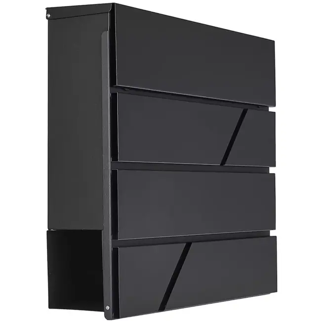 GEKO Stijlvolle antraciet stalen brievenbus 36,7×37×10 cm met krantenvak en kanteldeksel