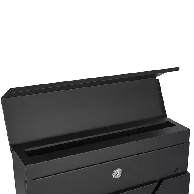 GEKO Stijlvolle antraciet stalen brievenbus 36,7×37×10 cm met krantenvak en kanteldeksel