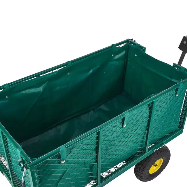 GEKO Grote stalen tuintrolley 220 liter met openklapbare zijpanelen