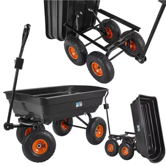 GEKO Kantelbare tuintrolley 75 liter met luchtbanden en zwenkbare vooras voor soepel tuintransport