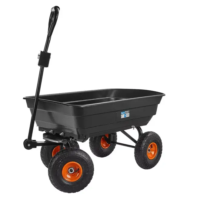 GEKO Kantelbare tuintrolley 75 liter met luchtbanden en zwenkbare vooras voor soepel tuintransport