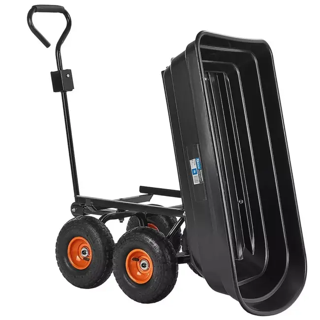 GEKO Kantelbare tuintrolley 75 liter met luchtbanden en zwenkbare vooras voor soepel tuintransport