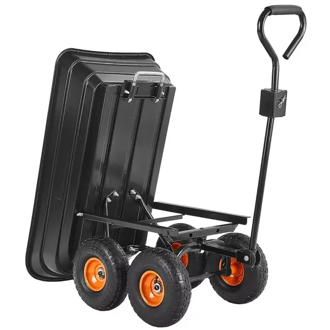 GEKO Kantelbare tuintrolley 75 liter met luchtbanden en zwenkbare vooras voor soepel tuintransport