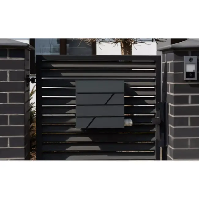 Malatec Ruime antraciet brievenbus van metaal met A4 inworp, beschermklep en handig krantenvak