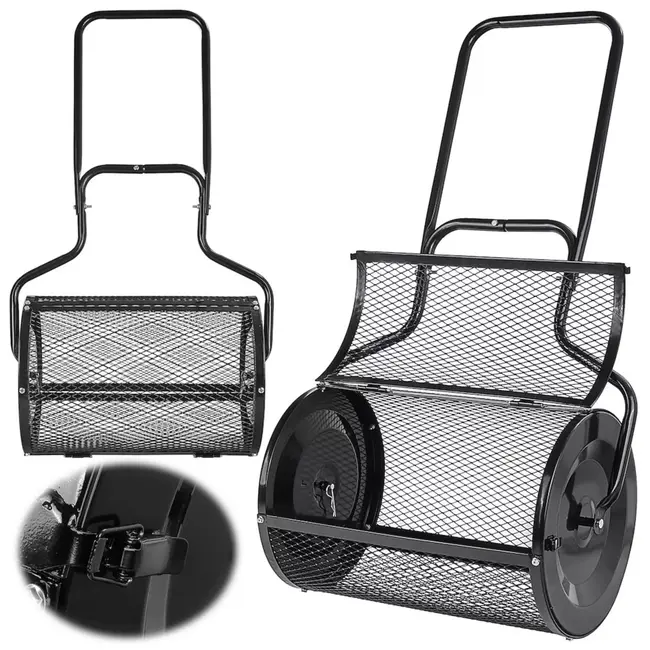 GEKO Compoststrooier 76 liter met stalen trommel, brede werkbreedte en ergonomisch handvat voor tuinonderhoud