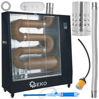 GEKO Infrarood dieselkachel 13 kW met thermostaat, LCD-paneel en wielen voor krachtige ruimteverwarming