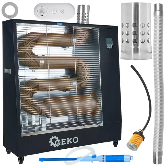 GEKO Infrarood dieselkachel 13 kW met thermostaat, LCD-paneel en wielen voor krachtige ruimteverwarming