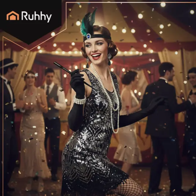 Ruhhy Compleet retro dameskostuum met 9 luxe accessoires voor een authentieke jaren 20 uitstraling