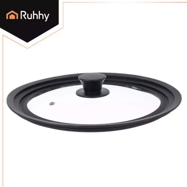 Ruhhy 3-in-1 glazen deksel met siliconen rand voor pannen van 24 26 28 cm en stoomventiel