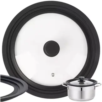 Ruhhy 3-in-1 glazen deksel met siliconen rand geschikt voor pannen van 28 30 32 cm