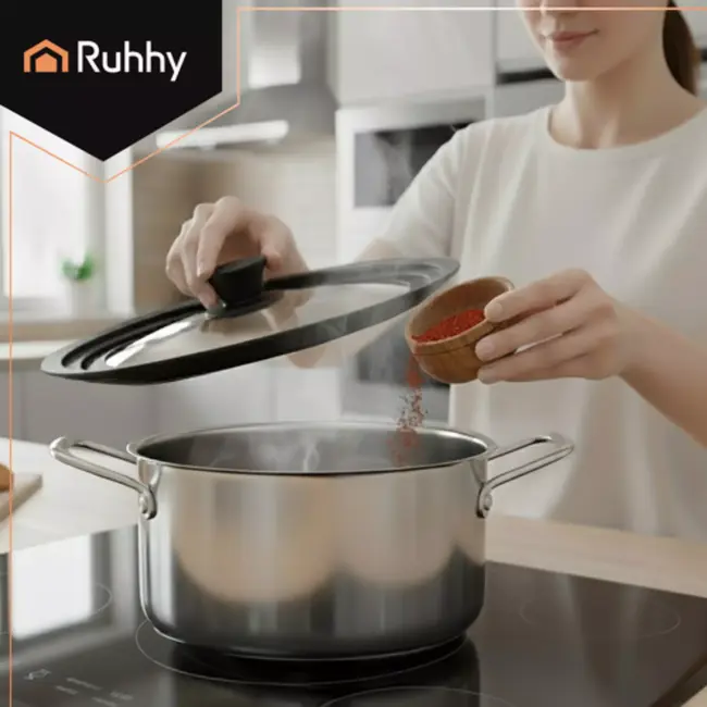 Ruhhy 3-in-1 glazen deksel met siliconen rand geschikt voor pannen van 28 30 32 cm