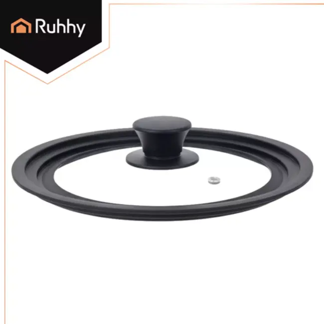 Ruhhy 3-in-1 glazen deksel met siliconen rand geschikt voor pannen van 18 20 22 cm