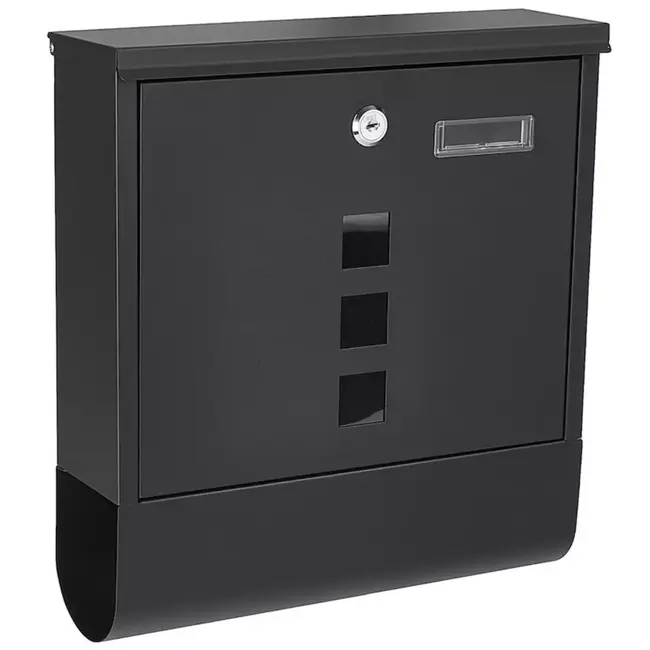 GEKO Stijlvolle zwarte brievenbus met kijkvensters en krantenvak voor veilige postopslag