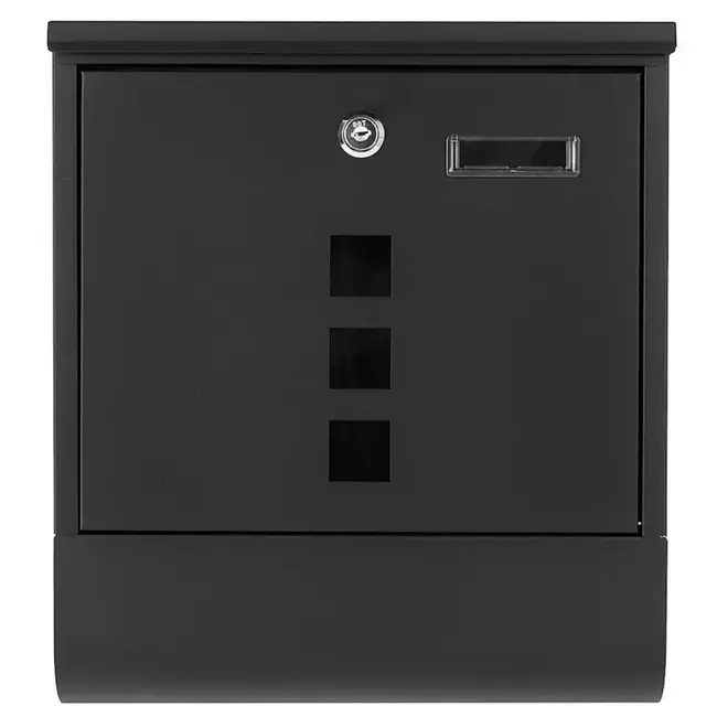 GEKO Stijlvolle zwarte brievenbus met kijkvensters en krantenvak voor veilige postopslag