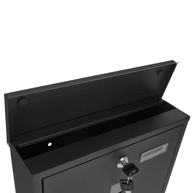 GEKO Stijlvolle zwarte brievenbus met kijkvensters en krantenvak voor veilige postopslag