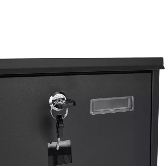 GEKO Stijlvolle zwarte brievenbus met kijkvensters en krantenvak voor veilige postopslag