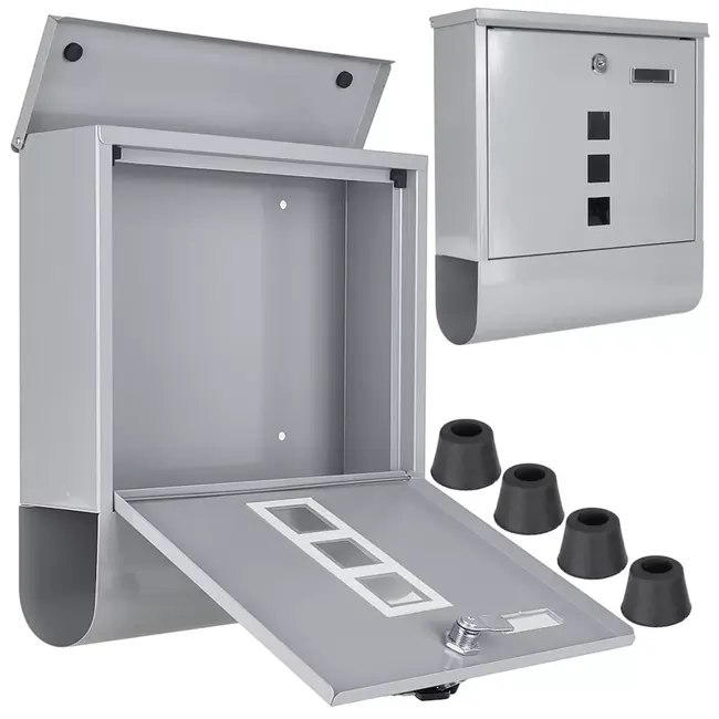 GEKO Stijlvolle lichtgrijze brievenbus met kijkvensters en krantenvak voor veilige opslag