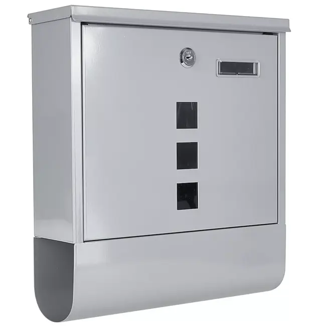 GEKO Stijlvolle lichtgrijze brievenbus met kijkvensters en krantenvak voor veilige opslag