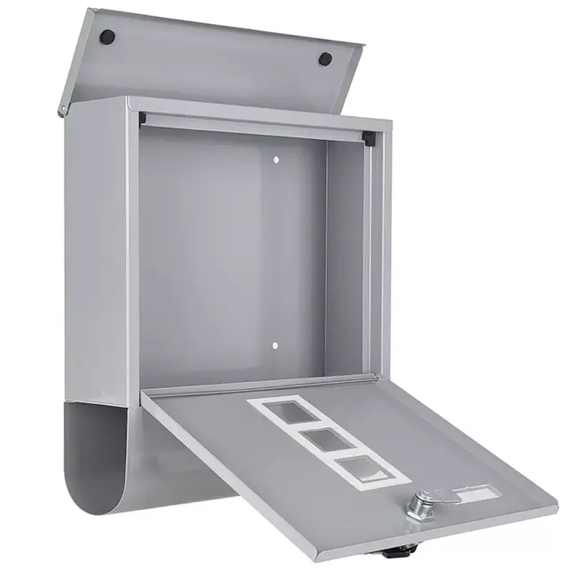 GEKO Stijlvolle lichtgrijze brievenbus met kijkvensters en krantenvak voor veilige opslag