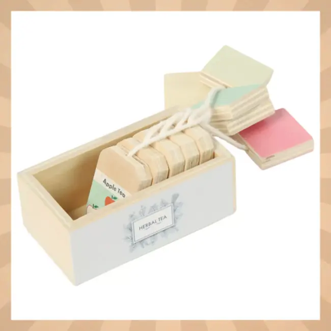 Kruzzel Complete 16-delige houten theeset met kopjes, lepels, theezakjes en dienblad voor rollenspel