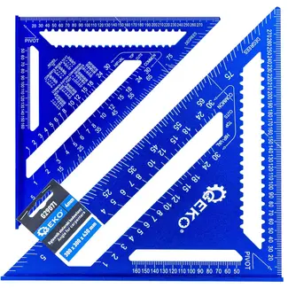 GEKO Aluminium winkelhaak 300×300×430 mm met gegraveerde schalen en brede aanslag