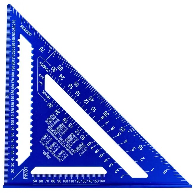 GEKO Aluminium winkelhaak 300×300×430 mm met gegraveerde schalen en brede aanslag