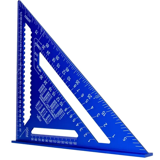 GEKO Aluminium winkelhaak 300×300×430 mm met gegraveerde schalen en brede aanslag