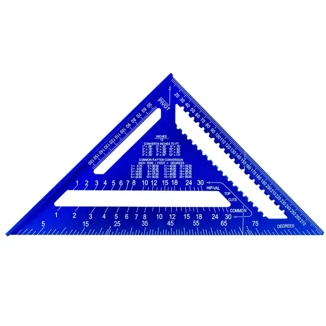 GEKO Aluminium winkelhaak 300×300×430 mm met gegraveerde schalen en brede aanslag