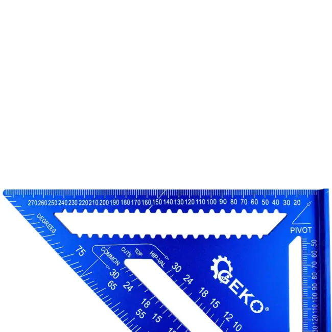 GEKO Aluminium winkelhaak 300×300×430 mm met gegraveerde schalen en brede aanslag