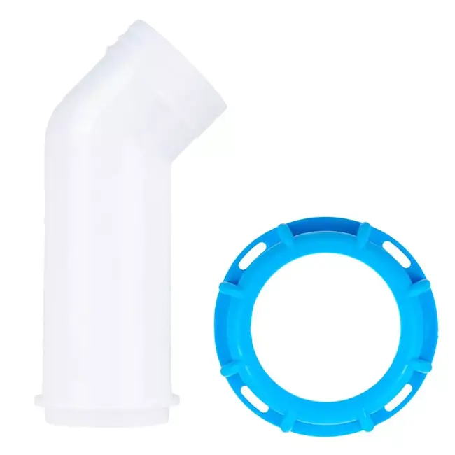 GEKO IBC verlenguitloop met S60x6 schroefdraad en 45 graden bocht voor veilig aftappen