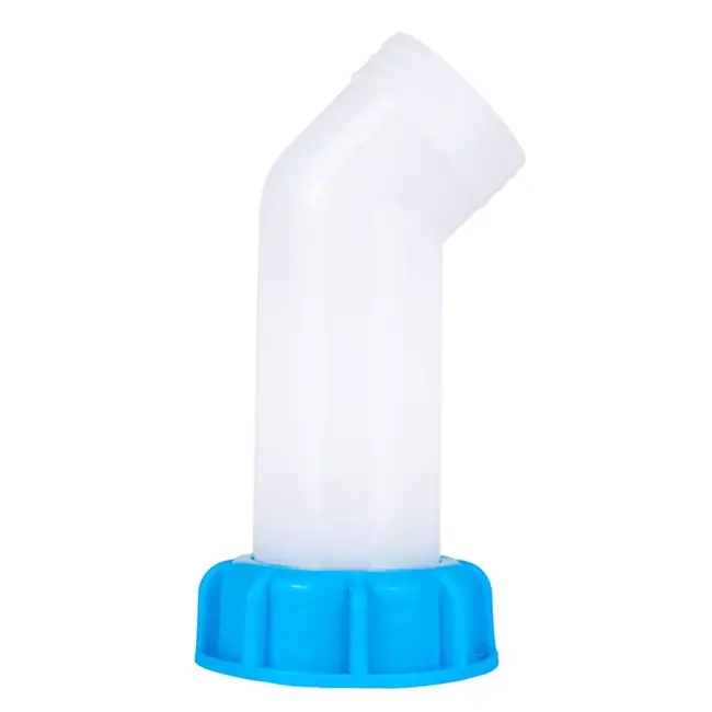 GEKO IBC verlenguitloop met S60x6 schroefdraad en 45 graden bocht voor veilig aftappen