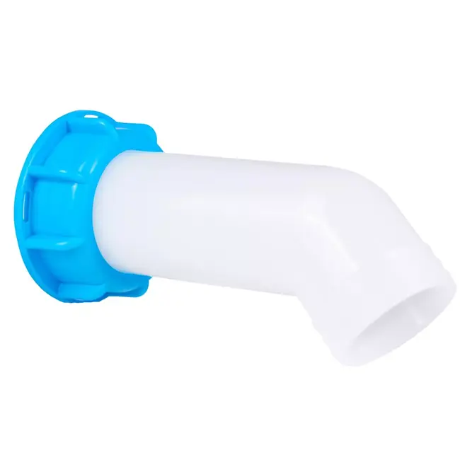 GEKO IBC verlenguitloop met S60x6 schroefdraad en 45 graden bocht voor veilig aftappen