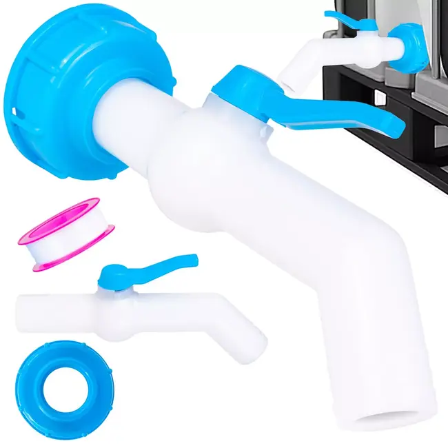 GEKO IBC aansluitset met S60x6 dop en 32 mm kogelafsluiter met 32 mm uitloop