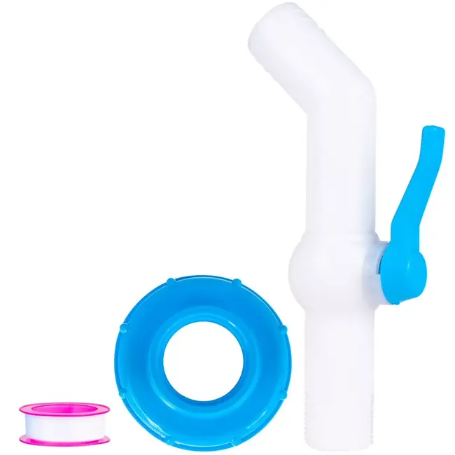 GEKO IBC aansluitset met S60x6 dop en 32 mm kogelafsluiter met 32 mm uitloop