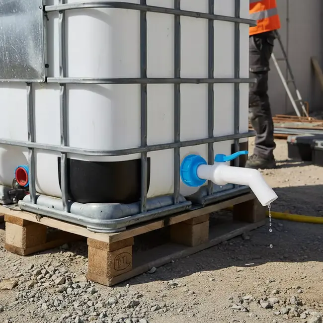 GEKO IBC aansluitset met S60x6 dop en 32 mm kogelafsluiter met 32 mm uitloop